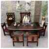 Authentic old wooden tea table combination Chinese style wooden tea table tea table curved stone tea tray electromagnetic chair real furnace tea set a boat