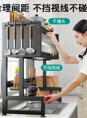 厨房水槽置物架洗碗槽水池碗柜家用台面带接水盘筷盘沥水碗碟收纳
