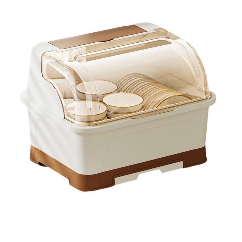 厨房沥水碗碟箱带盖装碗柜家用餐具置物架子小型放碗架碗筷收纳盒 - 图2