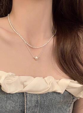 珍珠项炼，女士款，优雅锁骨