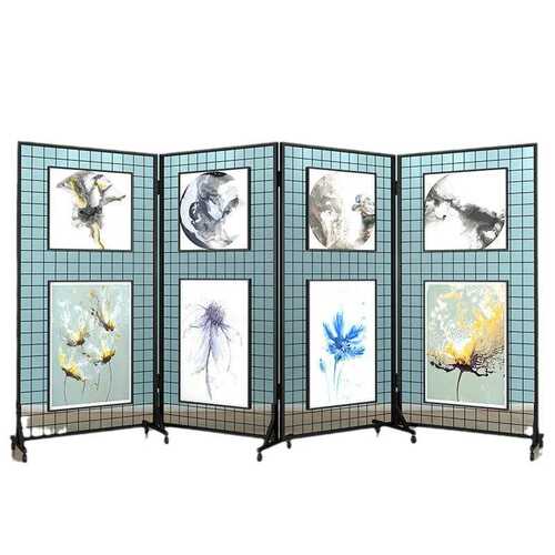 幼儿园作品展示架折叠网格展示架移动户外美术绘画书法展览架批发 - 图3