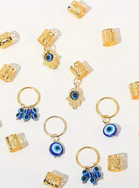 16pcs Evil Eye Design Alloy Hair Braids Ring - Dreadlock Hai