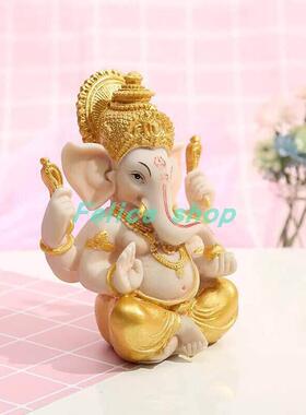 Gold Lord Ganesha Buddha Statue Elephant God Sculptures Gane