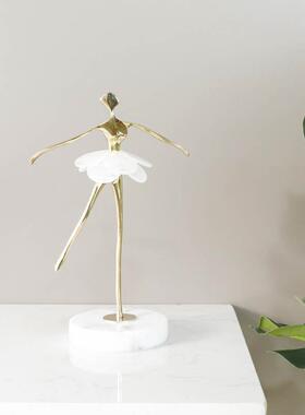 黄铜芭蕾舞蹈女孩摆件客厅玄关酒柜软装饰品样板房家居人物工艺品