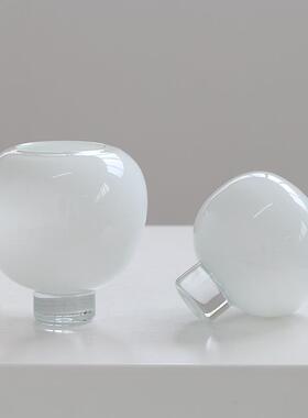 简约轻奢厚底圆形小口琉璃花瓶茶色花瓶高端设计师客餐厅桌面花器
