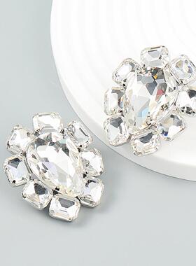 Alloy Rhinestone Drop-shaped Earrings For Women High-profile