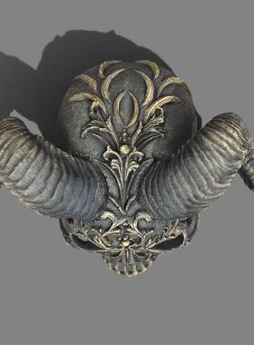 跨境新品羊角骷髅头黑暗哥特式风格朋克风撒旦雕塑工艺品摆件