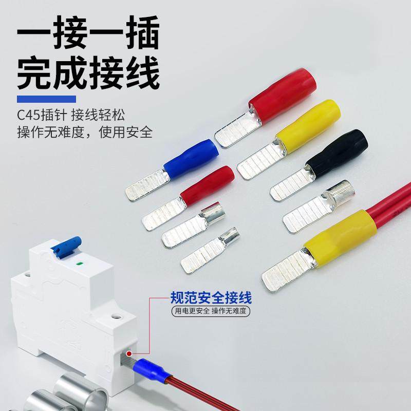 C45空气开关插针插片冷压接线端子铜鼻子线耳接线连接器紫铜镀银,淘宝优惠券,粉丝福利购,淘宝优惠卷