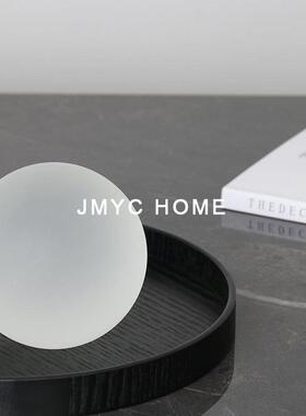 意式简约轻奢黑色圆球摆件样板房间书房电视柜茶几玄关柜软装饰品