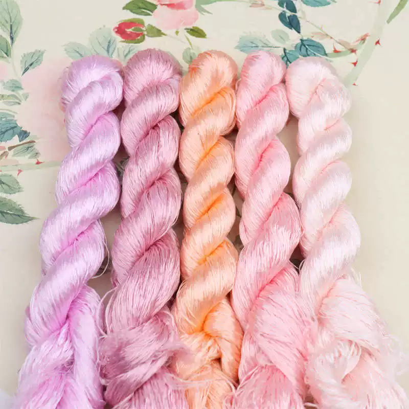 Silk threads, accessories handmade, silk handle, with embroidery, DIY