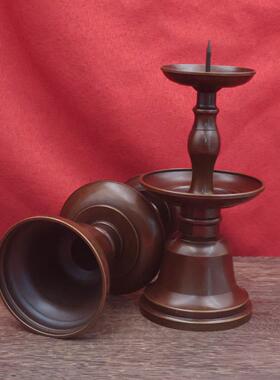 黄铜仿古双层烛台蜡台一对摆设 铜香烛台香案家居大堂工艺礼品