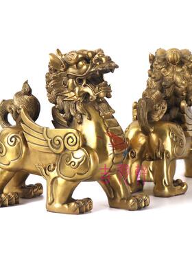 黄铜飞天貔貅摆件一对纯铜大号家居客厅门口乔迁玄关公司开业礼品