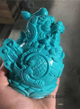 厂家直销优化绿松石麒麟摆件大貔貅家居装饰绿松石小摆件