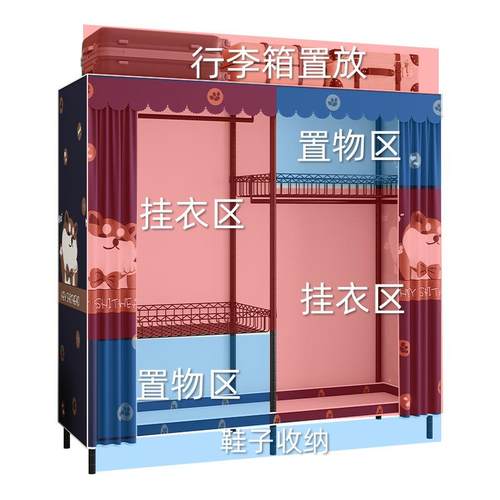 可拆卸金属网篮挂衣架加厚家用钢架出租房衣橱收纳架 - 图3