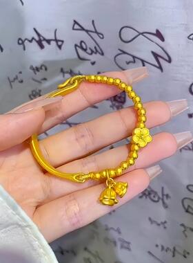 直播爆款沙金铃兰花半镯手链女铜镀金古法金桃花手串diy配件