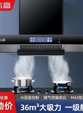 志高一级抽油烟机家用顶吸式大吸力厨房油烟机自动清洗静音欧式机