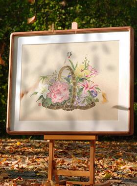 冰青x花篮富贵百合实木装饰画 画客厅饭厅卧室茶室装饰挂画 画