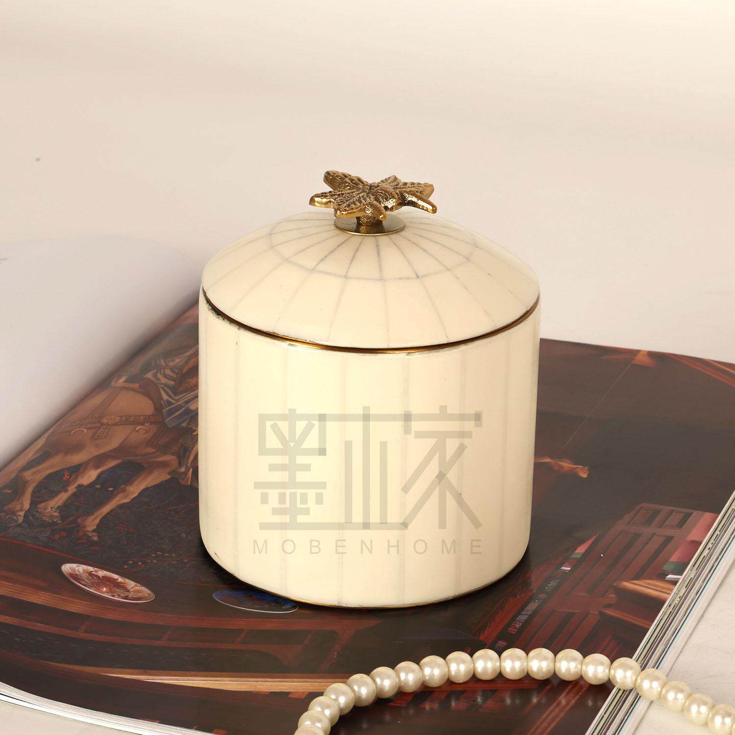 Indian imported cow bone brass splicing antique princess jewelry box jewelry storage box jewelry necklace ring box