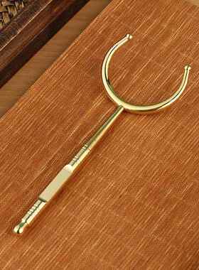 黄铜茶道君子黄具铜茶茶夹344勺茶筒茶刷黄铜茶刀茶五件六套