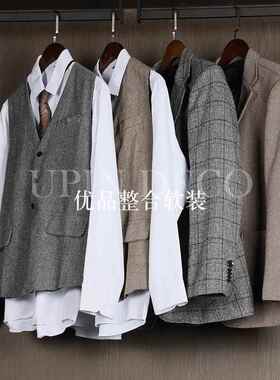 男装合集样板间衣帽间意式简约男士西服外套上衣道具陈列衣柜装饰