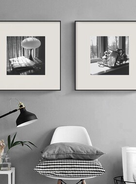 法式黑白照片墙客厅装饰画小众复古玄关画级感过道挂画床头壁画