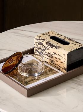 美拉德风格蜥蜴皮革长方形托盘收纳储物盘摆件高级感软装布置搭配