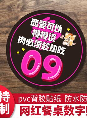 餐饮店桌号贴创意饭店烧烤店网红号码牌烧烤火锅店编号防水数字贴