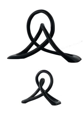 简约现代黑色树脂扭转绳结装饰摆件样板房客厅电视柜软装轻奢摆设