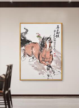 马上封侯入户玄关装饰画 画中式客厅书房办公室挂画 画高档大气走