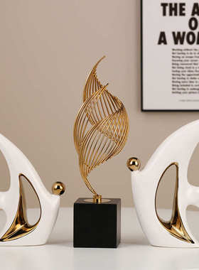 吹泡泡鱼轻奢陶瓷装饰品现代简约客厅玄关酒柜电视柜摆件批发