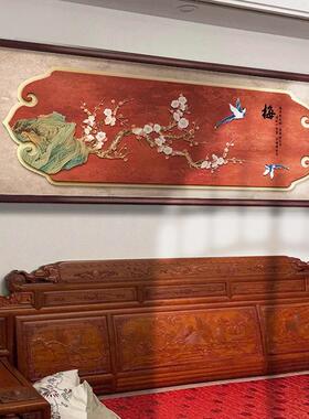 喜上枝头客厅装饰画新中式高级感沙发背景墙挂画横幅喜庆花鸟壁画