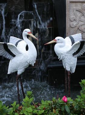 白户外花003园鱼池装饰树仿真动物脂鹤鹭庭院假山造景仙摆件室外