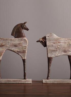 VYQ现代简约古复树脂马摆件家居样骏板间办公室软轻奢感装装饰工