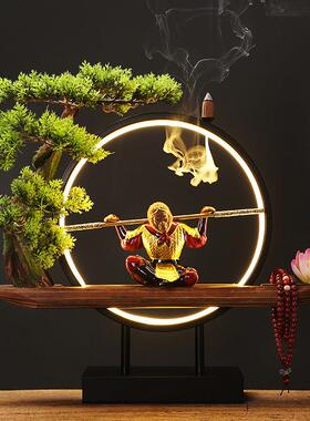 新中国风灯圈禅宗饰品客厅入口创意回流香孙悟空猴日圣人装饰家居
