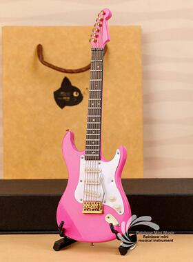 可刻字粉色木制迷你民谣吉他模型电吉他摆件男女朋友生日圣诞礼物