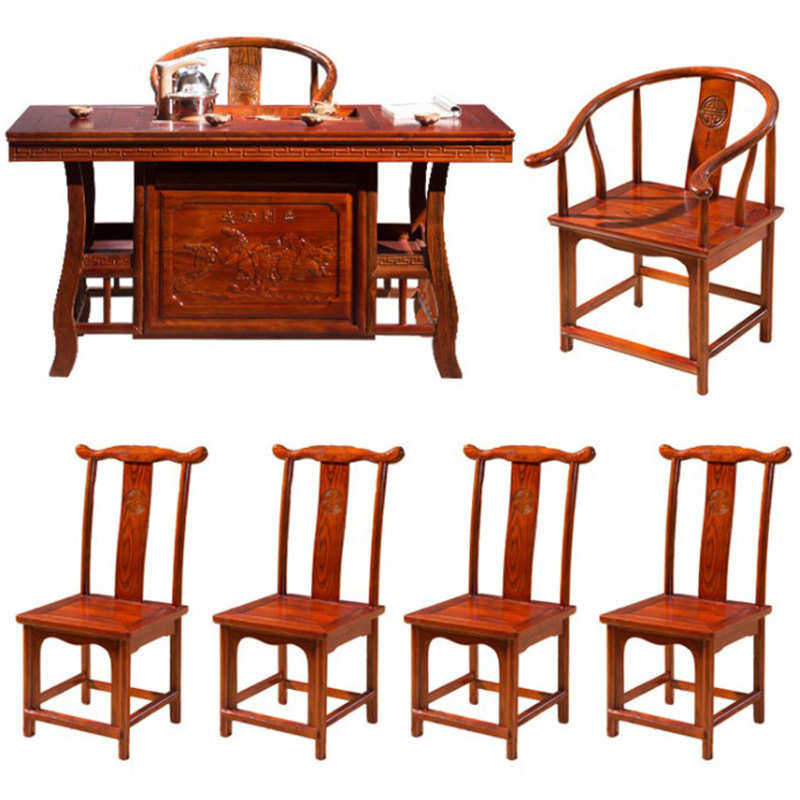 新中式实木茶桌椅 功夫茶台办公室会客泡茶桌 古典工艺茶桌凳组合,淘宝优惠券,粉丝福利购,淘宝优惠卷