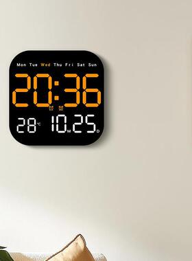 新款智能简约大屏数字led电子钟多功能夜光静音坐台客厅挂墙时钟