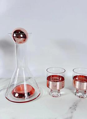 现代简约欧式水晶烟灰色金色酒具酒杯摆件样板房软装饰品