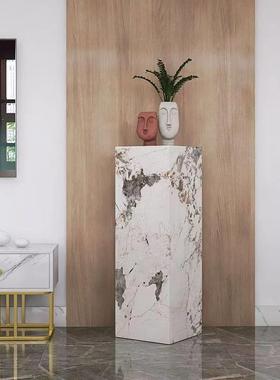 岩板大理石材落地花架展示台摆件底座客厅立柱石墩子雕塑酒店装饰