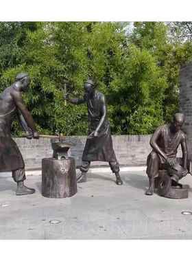 新款玻钢仿铜行人物雕塑璃定制民俗铸雕像户外商铜城绿化步街园林