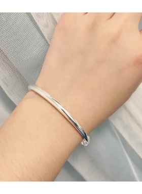 高档足银999光银手镯纯银实心推拉镯子圈女手环简约清新9气质礼物