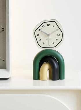 wozoTYOS403om奶风客厅桌面摆件家居装饰钟表电视品关柜玄油创意