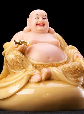 秦歌汉白玉弥勒佛像家用供奉大肚笑佛摆件弥勒佛菩萨店铺开业礼品