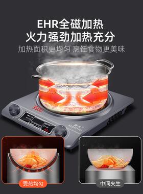 曼太3500W智能凹面电磁炉 大功率爆炒家用电磁炉 含蒸锅附EMC认证