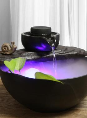 高档客厅风水轮水摆招财陶瓷办公室件桌流面水喷泉鱼缸加湿器风水