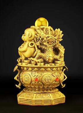 三合生肖摆件铜猴鼠龙虎马狗蛇鸡牛猪兔羊三合贵人局申子辰亥卯未