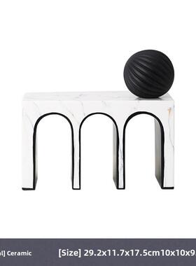 北欧简约现代几何抽象摆件样板间酒店客厅玄关创意陶瓷花瓶装饰品