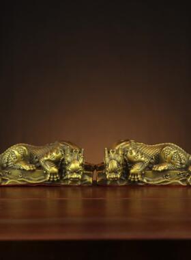 黄铜蚣蝮吸水兽铜摆件家居玄关客厅摆放避水神兽龙生九子 避水兽