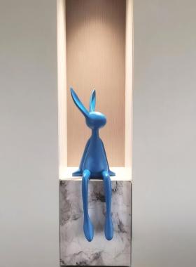 创意卡通长耳朵坐姿兔子摆件现代样板房客厅玄关电视柜家居装饰品