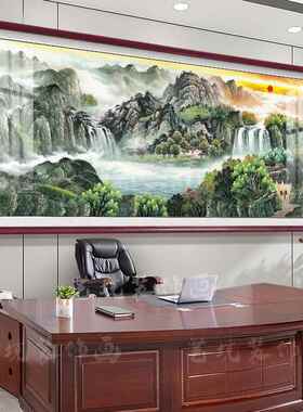 网红宝盆办公国室字画日东聚升画沙发挂景背墙画装饰风山水景客厅